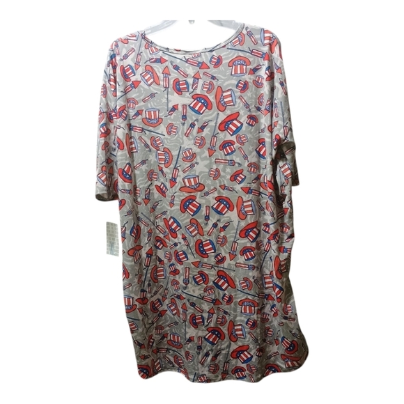 NWT LuLaroe Irma Tunic Patriotic Uncle Sam Top Hat Fireworks Size Extra Large XL - Picture 2 of 7